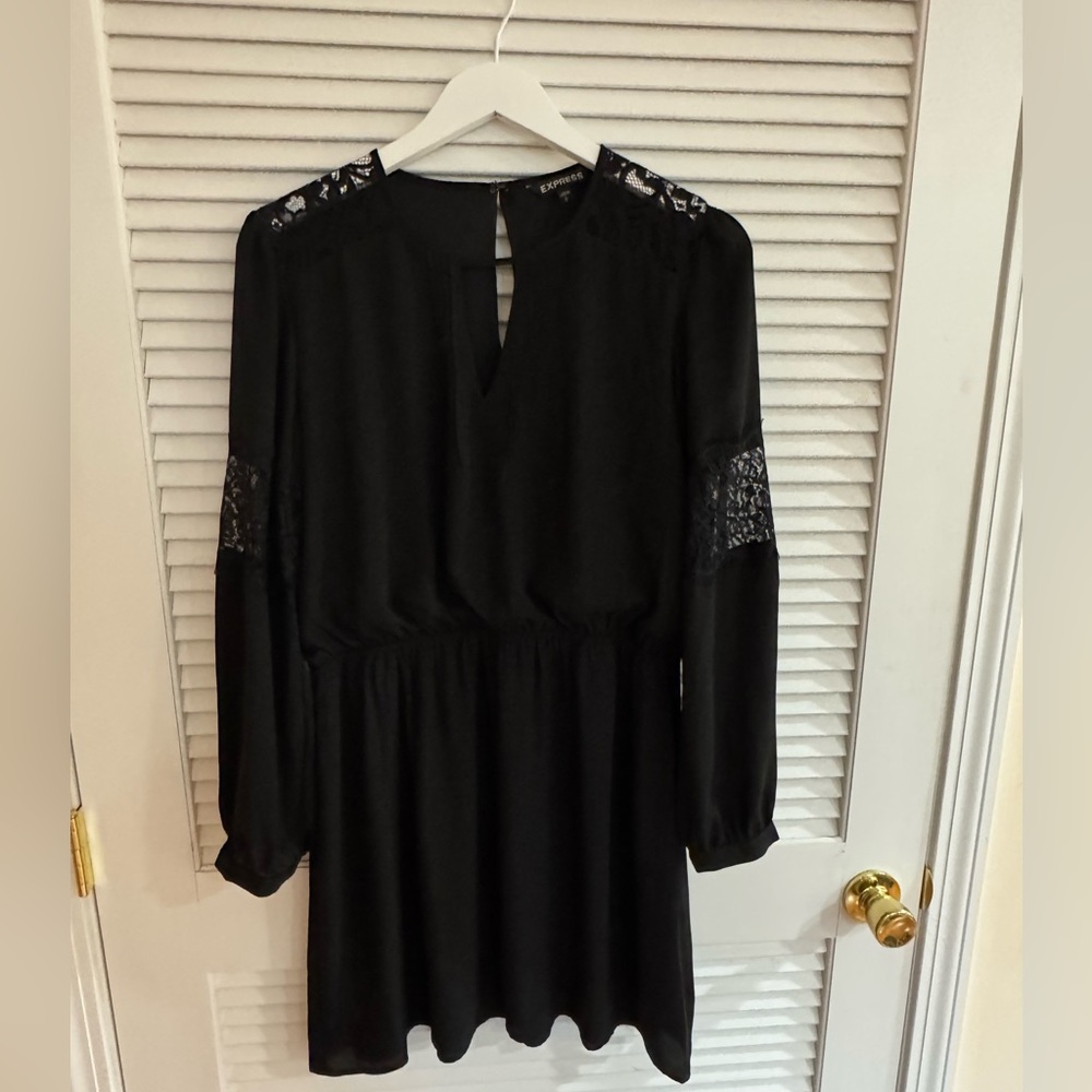 Express Black Dress with Lace Accents